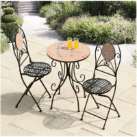 Rocca Broken Tiles & Vines Mosaic Cast Iron Bistro Set