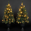 Set of 2 122cm/4ft Artificial Christmas Porch Trees Each with 50 Warm White LEDs