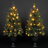 Set of 2 122cm/4ft Artificial Christmas Porch Trees Each with 50 Warm White LEDs