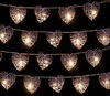 Set of 20 Small Brown Rattan Heart Lights with 20 Warm White LEDs