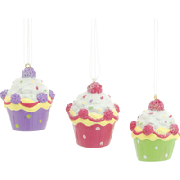 Set of 3 Cup Cake Hanging Tree Decorations