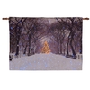 Snowy Tree-Lined Avenue Illuminated Hanging Tapestry
