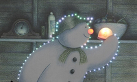 The Snowman "Admiring Snowglobe" Wall Canvas 50cm x 30cm