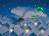 The Snowman,  Billy & Snowdog Fly over The Rooftops Illuminated Canvas