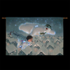 The Snowman,  Billy and Snowdog Fly over Rooftops Illuminated Tapestry