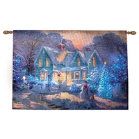 Thomas Kinkade "Christmas Blessings" Illuminated Christmas Hanging wall Tapestry