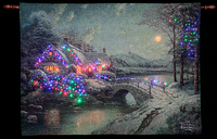 Thomas Kinkade "Christmas Moonlight" Illuminated Hanging Tapestry