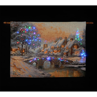 Thomas Kinkade "Cobblestone Village" Illuminated Hanging Tapestry