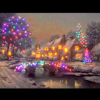 Thomas Kinkade "Cobblestone Village" Illuminated Wall Canvas