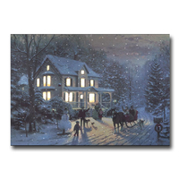 Thomas Kinkade "Home for the Holiday" Illuminated Canvas 50cm x 40cm