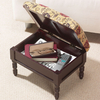 Upholstered Mahogany Style Storage Footstool