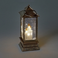 Water Filled LED Glitter Lantern With Candle Scene Decoration