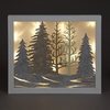 Wooden Plaque Decoration With Trees Included 1 Ivory LEDs Battery Powered