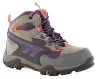 Hi-Tec Kids Nepal Waterproof Junior Kids Walking Boot In Grey,  Beetroot & Salmon