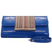 Berta classic clutch bag in blue sapphire patent leather