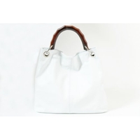 Luana Ferracuti Borsa 357 Womens leather bag with a wooden handle