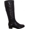 Peace classic long boots in croc effect black leather