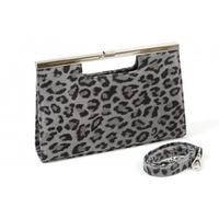 Peter Kaiser Cult A11 classic clutch in grey leopard suede