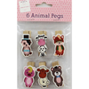 6 Wooden Animal Pegs