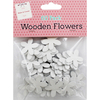 60 Wooden Flowers - White