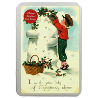 8 Vintage Christmas Cards In Tin - Snowman