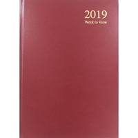 A4 Red 2019 Diary - Week To View