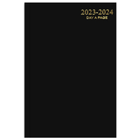 Academic Mid-Year Diary A5 Black 2023 - 2024 Day a Page Academic Diary