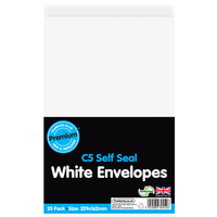 C5 White Self Seal Envelopes: Pack Of 25