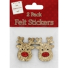 Gold Reindeer Felt Stickers: Pack Of 2