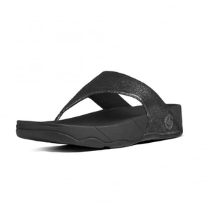 Fitflop LULU Shimmersuede Womens Toe-Post Sandals - Black