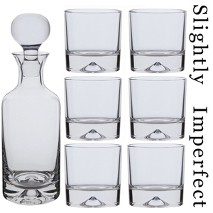 Dartington Dimple Decanter & 3 Pairs of Dimple Double Old Fashioned Tumblers-...