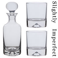 Dimple Decanter & Pair of Dimple Double Old Fashioned Tumblers- Slightly Imperfect