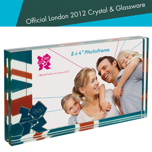 London 2012 Union Jack Glass Block Photo Frame 6 x 4"