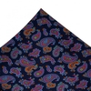 Atelier F&B Navy Blue Paisley Silk Pocket Square Handkerchief