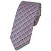 Baby Pink & Blue Square Patterned Silk Narrow Tie