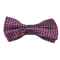 Black & Magenta Pink Patterned Silk Bow Tie
