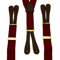 Burgundy Red Trouser Braces with Brown Leather Ends