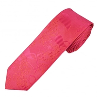 Coral Pink Paisley Patterned Boys Skinny Tie