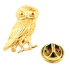 Golden Wise Owl of Athena Lapel Pin Badge