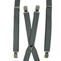 Grey & Silver Striped Skinny Trouser Braces