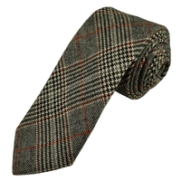 Knightsbridge Black,  Beige & Red Checked Patterned 100% Wool Tweed Tie