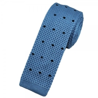 Light Blue & Navy Polka Dot Silk Knitted Tie