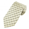 Light Gold,  Brown & White Checked Silk Tie