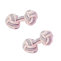 Light Pink & Silver Elastic Knot Cufflinks