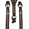 Maroon & Beige Check Trouser Braces (with Brown Leather End Dual 2 in 1 Button and Clip Attachment)