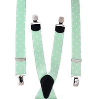 Mint Green & White Polka Dot Mens Trouser Braces