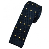 Navy Blue & Gold Polka Dot Silk Knitted Tie