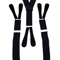Navy Blue Trouser Braces with Black Leather Ends
