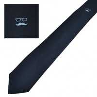 Navy Glasses & Moustache Luxury Silk Novelty Tie