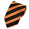 Orange & Black Striped Patterned Extra Long Tie